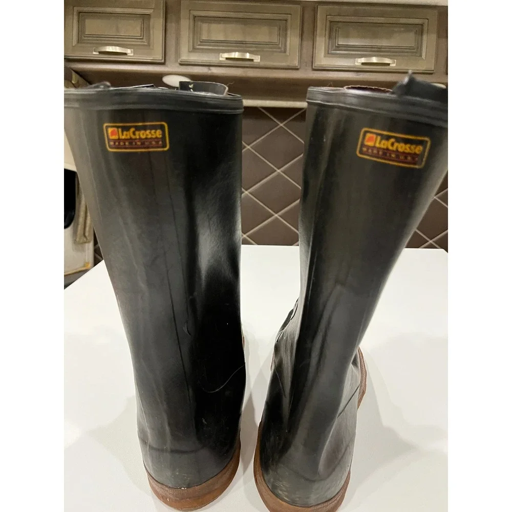 Vintage LaCrosse Outdoorsman Black Rubber Buckle Boots Rustic HuntingLodge Décor